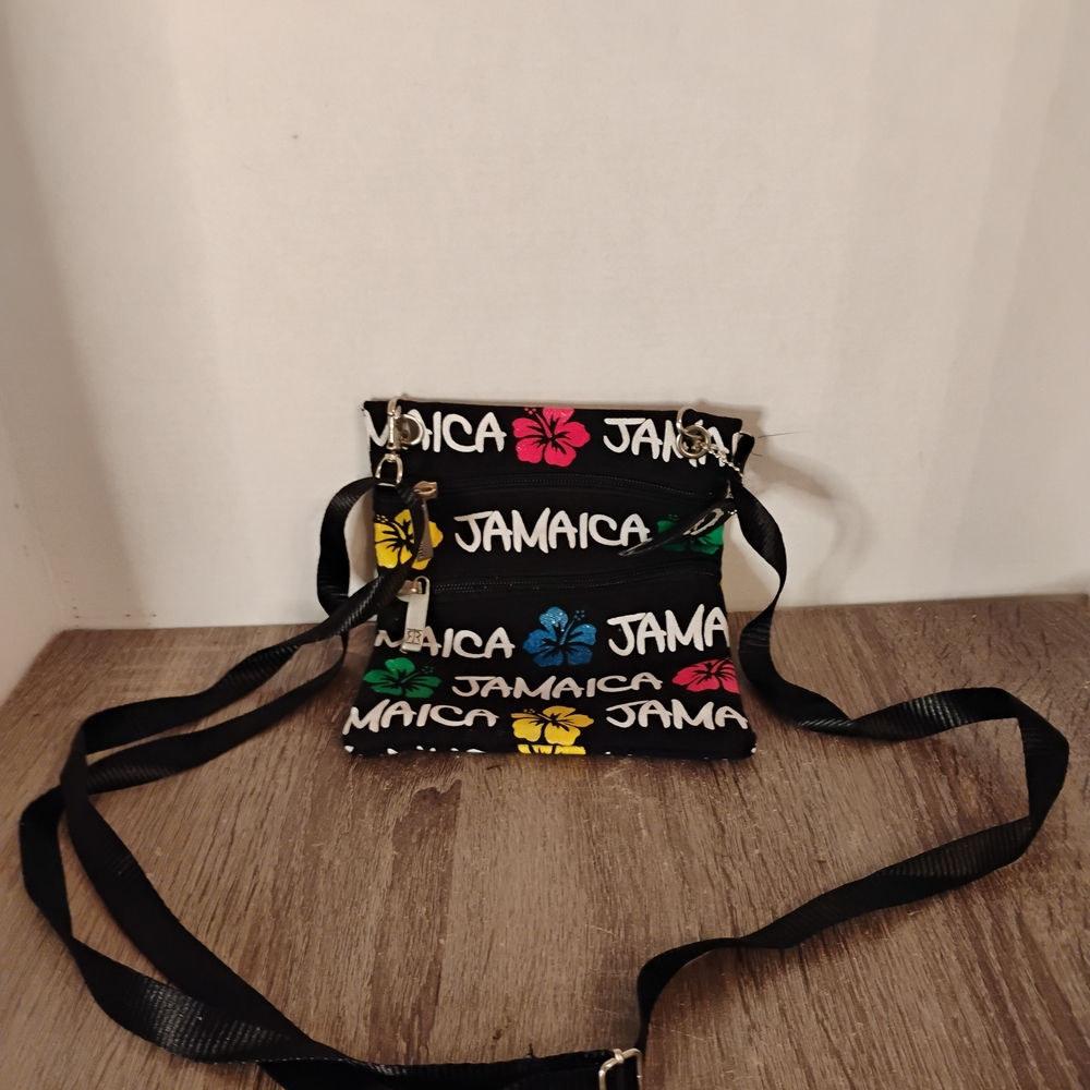 Robin Ruth Black Crossbody Bag with Jamaica Print